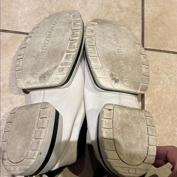 Stuart Weitzman White and Black Slip-On Shoes - Picture 2 of 5